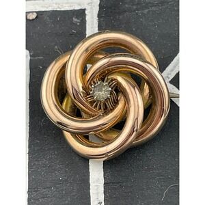 Antique‎ Victorian Gold Filled Lover's Knot Brooch Paste Stone Rose & Yellow GF